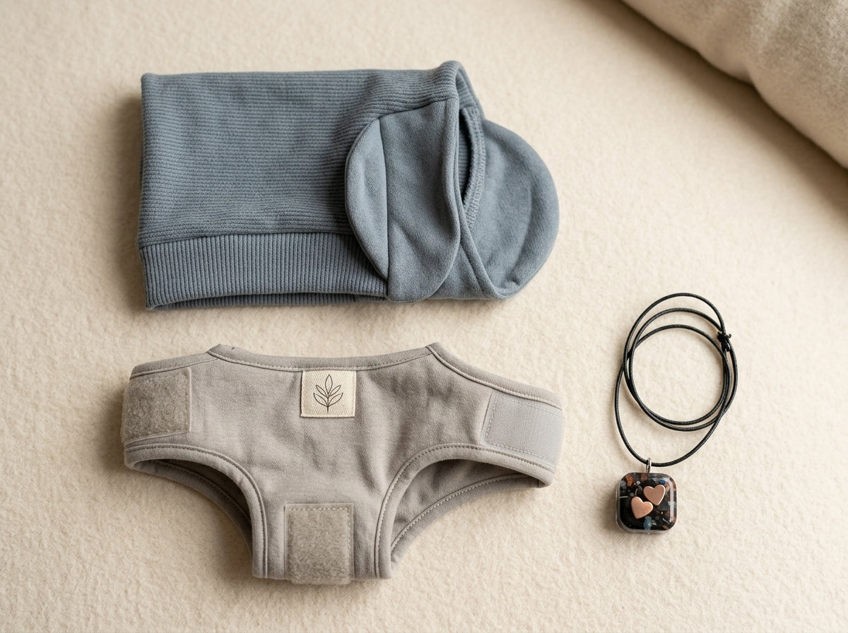 Calming dog hoodie, body wrap, and stone protection charm - Calming Wear and Gear
